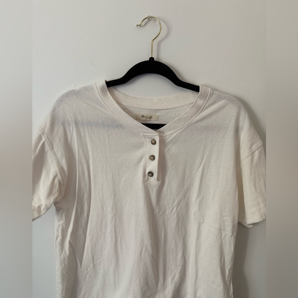 Madewell 100% Cotton Parkview Henley Tee Women’s Size Medium - Picture 6 of 9